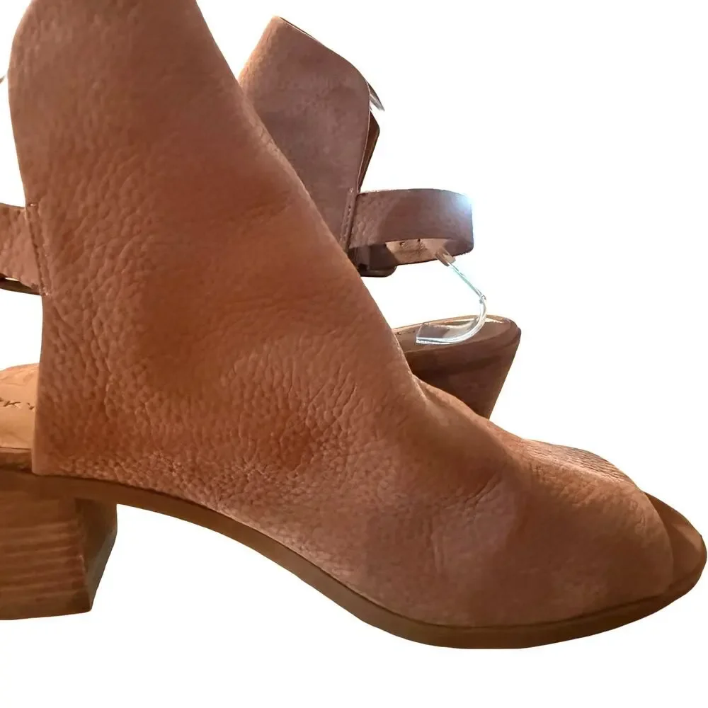 Lucky Brand Bray Slingback Open Toe Chunky Heel Shoes Booties Sandals sz 11